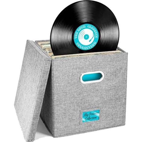 caja para guardar discos de vinilo, cartón de alta densidad, tapa extraíble, separadores ajustables, para colección de música. (1/5)