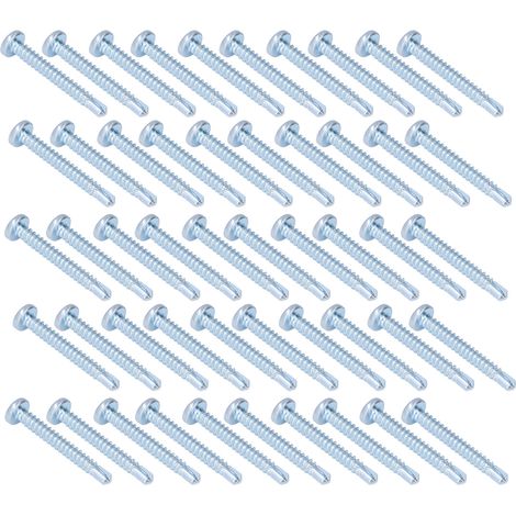 50 Vis autoperceuses tête ronde en acier zingué, 4.8x38 mm - Lot pour fixation métal et charpente (1/5)
