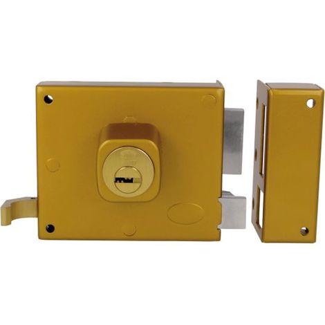 AMIG Serrure en applique et verrous 72 100 x 85 mm Acier Émaillé or - Droite (1/4)