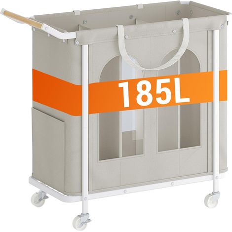 Panier à Linge à 3 Compartiments,à roulette,Sac Suspendu Amovible (1/5)