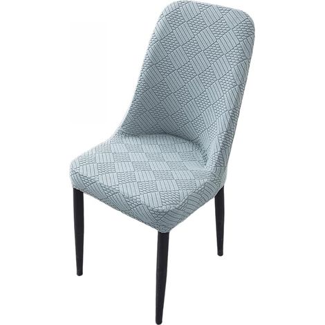 Housse de chaise de salle à manger en tissu jacquard extensible et lavable pour salon, cuisine, 40-55 cm (bleu mer) (1/5)