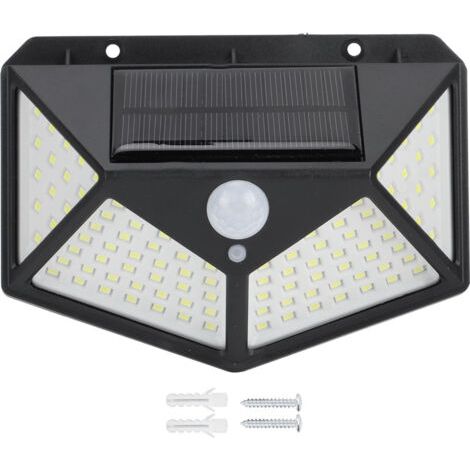 DEESSE SHOP-100LED solaire capteur de mouvement lumière étanche applique murale lampadaire pour jardin extérieur (1/5)