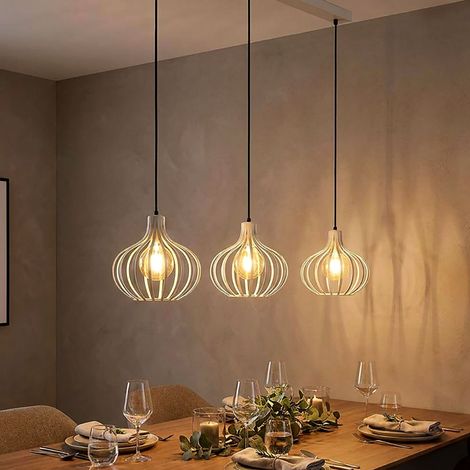Lampada a sospensione Lampada a pendolo Lampada da tavolo da pranzo a 3 luci Lampada da soggiorno color crema sabbia 150 cm