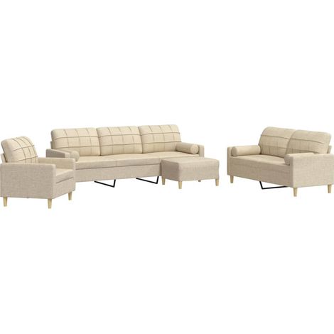 Maison Exclusive - Set Divani 4 pz con Poggiapiedi e Cuscini Crema Tessuto