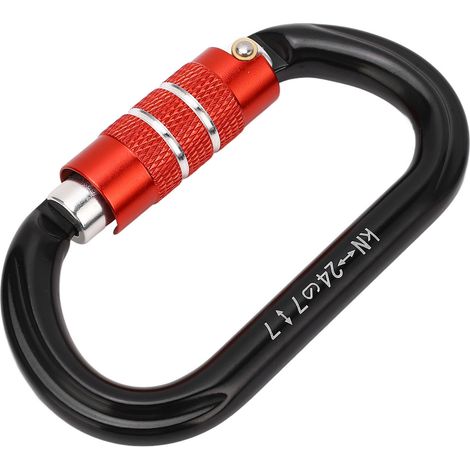 Robuster Kletterkarabiner aus Aluminium, leichter und stabiler O-förmiger Schraubkarabiner für Bergsteigen und Klettern. (1/4)