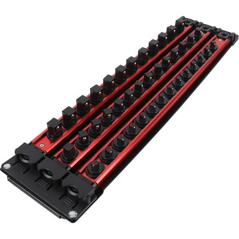 Casier à douilles mobile en aluminium support rangement pour douilles 1/2 3/8 1/4 capacité 40 emplacements (1/5)