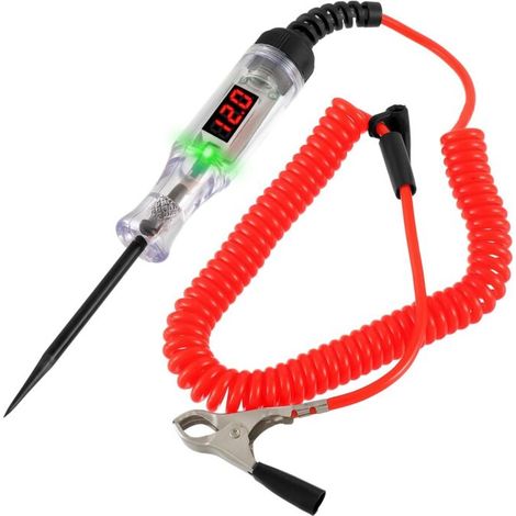 3-120V Automotive Circuit Tester Car Voltage Tester Pen with LCD Screen, Spring Lead, Crocodile Clip, Polarity Test, Flashlight, Car Fuse Tester (1/4)