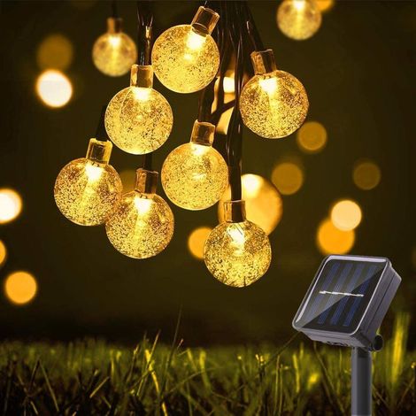 guirnalda de luces, 50 LED, bolas de cristal, 7 m, panel solar, 8 modos, exterior, jardín, Navidad (1/5)