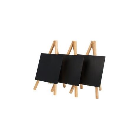 Lot de 3 Mini trépied ardoise de table - Bois avec finition hêtre laqué - 24x15cm - Securit (1/2)