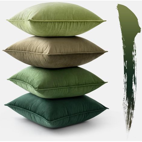 Lot De 4 Housses De Coussin en Velours 40x40cm Verte Coussin Coussin Canape Housse De Coussin Coussin Canapé Gros Coussin De Canapé DéLicat Velours Coussins DéCoratifs À Bords Enroulés (1/5)