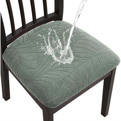 Housse de Chaise Impermeable Extensible Jacquard Amovibles Lavables 4pcs Vert (1/5)