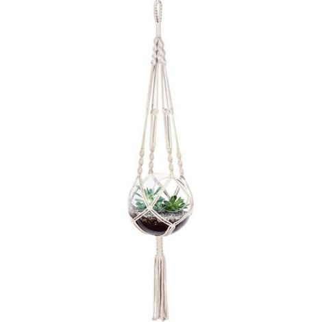Macramé - Suspension Pour Plante - Corde En Coton Blanc Crème - 105 Cm - Usage Intérieur Et Extérieur - 2 Pièces (1/5)