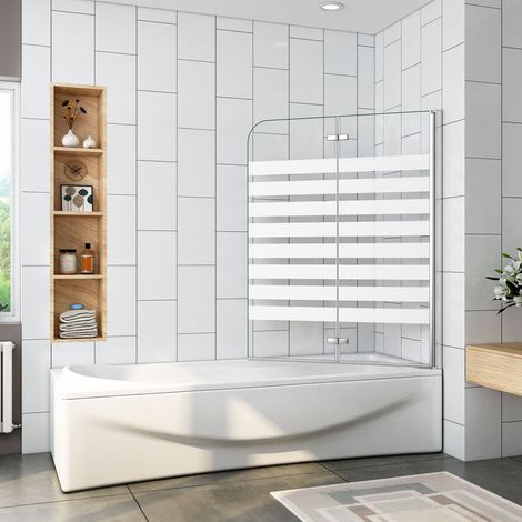 120x140cm Rechts Montage Badewannenaufsatz mit NANO Glas Badewannenfaltwand ESG Duschwand für Badewanne (1/5)