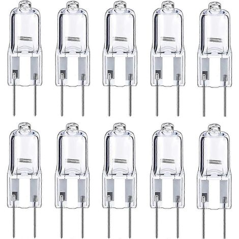 Lot de 10 ampoules halogènes G6.35 à 2 broches, 12 V, 35 W, blanc chaud 2700 K, pour lustres, spots, éclairage de jardin et lampes de bureau. (1/5)