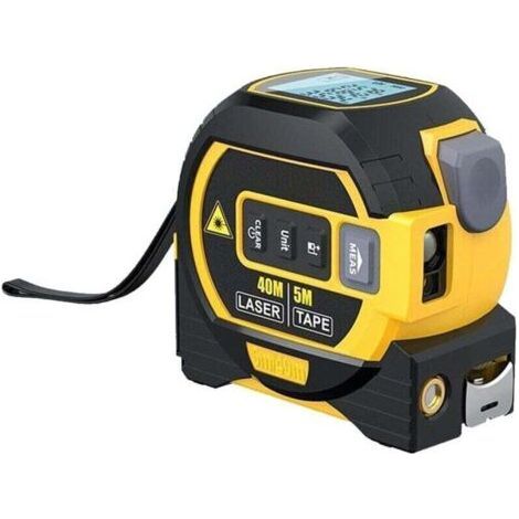 Ruban à mesurer laser 3 en 1, télémètre laser numérique avec écran LCD, mesure laser 40M/131FT, mesure de bande 5M/16FT, surface de mesure/volume/distance/pythagore (1/4)
