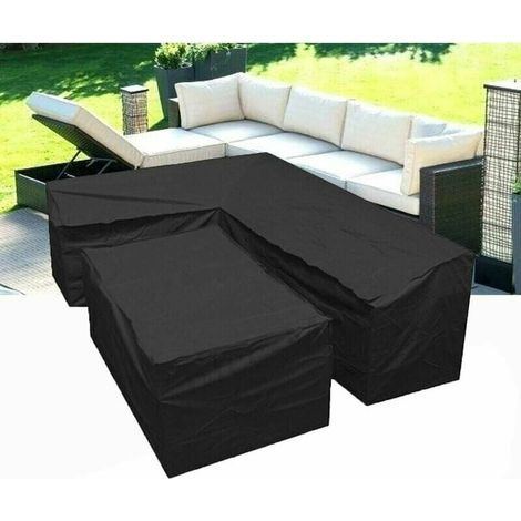 L-Shaped Garden Sofa Cover - L-Shaped Garden Furniture Cover with Bottom Drawstrings,210D L-Shaped Garden Furniture Tarp(L Shape 270x270x90cm+Rec (1/5)