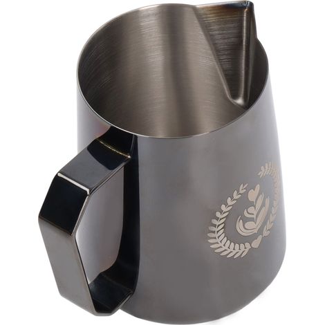 Pitcher à lait inox 450ml noir pour mousse à café et boissons (1/5)