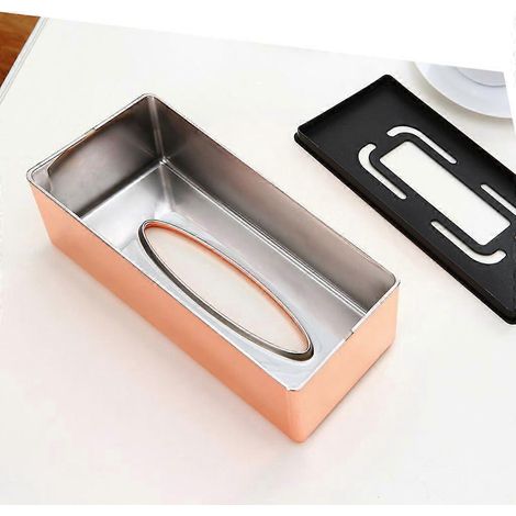 Porte-serviettes rectangulaire élégant en or rose, boîte à mouchoirs, distributeur de serviettes en papier (1/4)