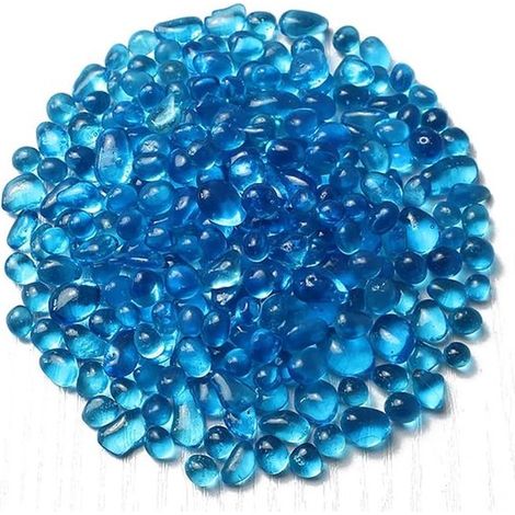 Gravier d'aquarium - Éclats de verre de mer irréguliers - Galets colorés pour substrat - pour aquariums, terrariums, pots de fleurs, vases - Bleu (1/5)