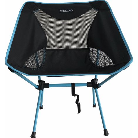 MIDLAND Chaise Moonlight Pliante Ultra Légère Et Compacte Camping Noir/Bleu + Sac De Transport (1/3)