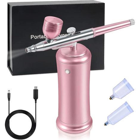 Kit aérographe Mini compresseur d'air portable sans fil Mini Air Brush Kit pour peinture, tatouage, nail art, mode, maquillage, décoration de gâteau, barber (1/5)