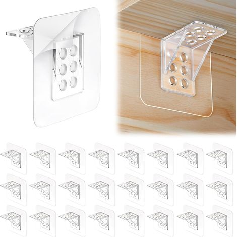 Support Etagere Invisible, 24 Supports D'Étagères Autocollants, Support Etagere Murale, Supports Pour Étagères Placard Penderie, Meubl (1/5)