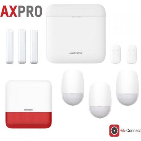 Kit Allarme Hikvision AX PRO Wireless 64 Zone WiFi GPRS Sirena 2 PIR 2 Sensori a Tenda App