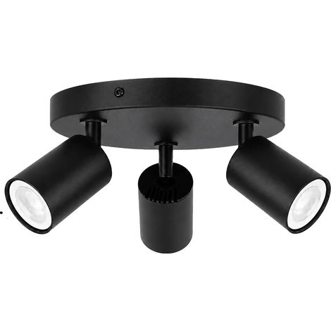 Foco de techo con cabezales GU10 ajustables, diseño moderno, lámpara de techo de 3 cabezales, bombilla no incluida. (1/2)