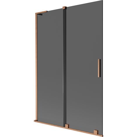 Mexen Velar L Badewannenabdeckung 2-flügelig Schiebbar 120 x 150 cm, Graphit, Gebürstetes Kupfer - 896-120-003-41-65 (1/5)