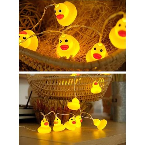 Gelbe LED-Lichterkette mit Entenmotiv, 1,5 m, 10 Lichter, batteriebetrieben, Partydekoration für Kinderzimmer oder den Außenbereich (1/5)