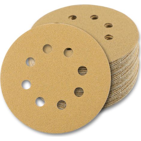 Lot de 30 disques abrasifs à 8 trous de 12,7 cm - Grain 100 - Pour ponceuse orbitale aléatoire, travail du bois, automobile, travail du métal (1/5)