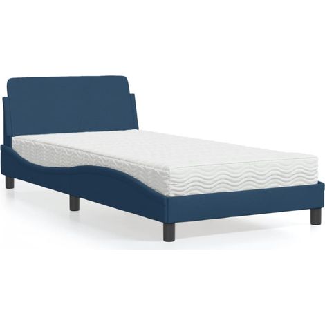 Lit avec matelas-Structure de lit-Lit Adulte bleu 100x200 cm tissu 838991 (1/5)