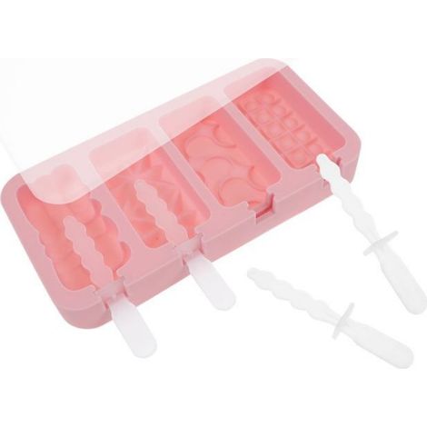 Grands moules à glaces en silicone à 4 cavités avec couvercle pour desserts faits maison (1/5)