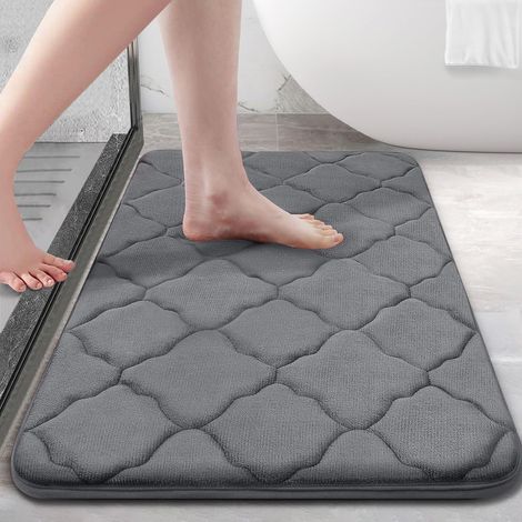Tapis de bain en mousse à mémoire de forme Antidérapant Doux Absorbant Lavable Facile d'entretien 40 x 60 cm Gris foncé (1/5)