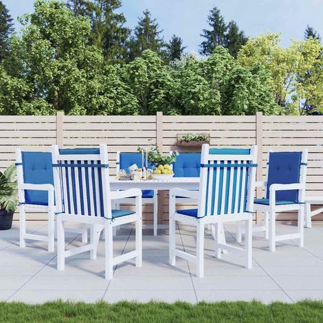 vidaXL Cojín silla jardín respaldo bajo 6 uds tela Oxford azul (1/5)