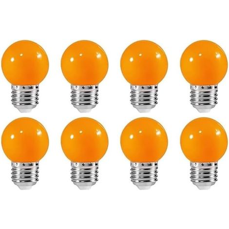 Ampoule LED sphérique G45 E27 couleur orange 3 W AC220‑240 V non dimmable éclairage décoratif Halloween Noël et fêtes lot de 8