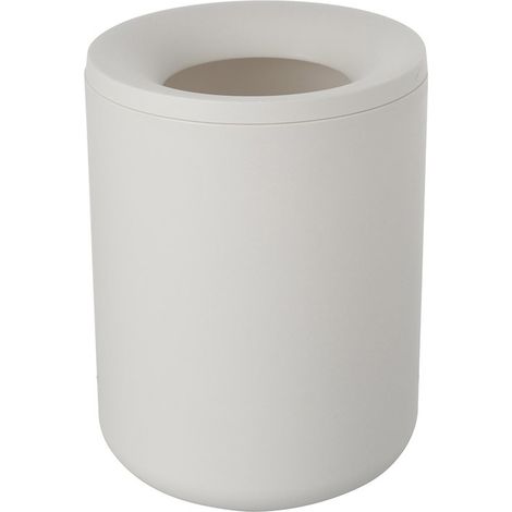 Pattumiera bagno in plastica bianco crema design tondo Pop (1/2)