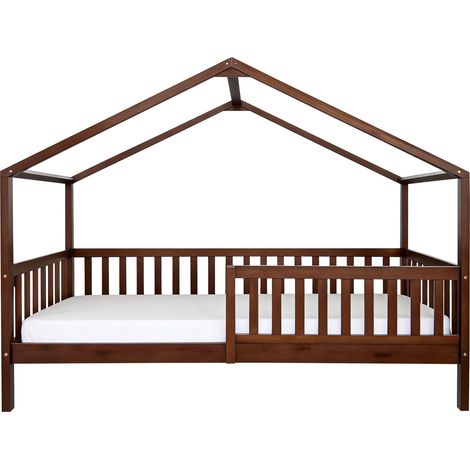Sunny Kae Lit Cabane Avec Barrière De Sécurité, En Bois, Marron Au Sol, Montessori - Sans Matelas - 207 X 96 X 156,5 Cm Pour Matelas : 90 X 200 Cm (1/5)