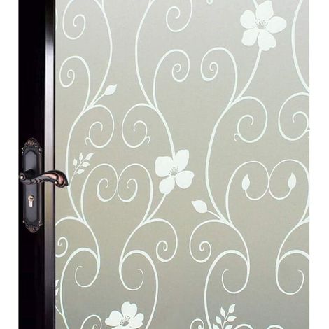 Film de confidentialité pour fenêtres - Pour salles de bains, chambres et bureaux - Sans adhésif, résistant aux UV - 60 x 200 cm - Fleur blanche (1/5)