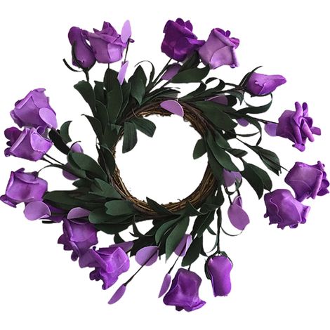 Couronne de Roses Artificielle Fines Fleurs Couleur Violet Diamètre 36cm Décor Saison Moderne Festif Mariage Cuisine Salon Porte (1/5)
