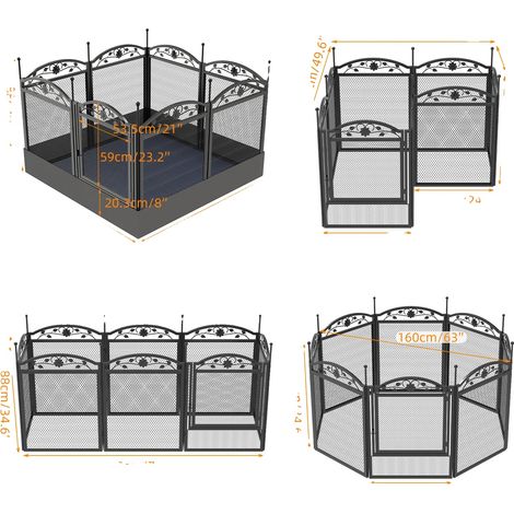 Parc pour Chien, Design Pliable, Construction Métallique Durable, Noir (1/2)