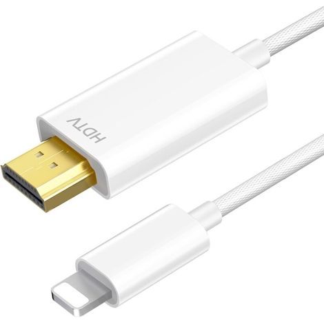 iPhone HDTV-Kabel für Fernseher, 2 m langes iPhone HDTV-Kabel, HDMI-Konverterkabel, HDMI-Kabel für iPhone, für iPhone 14/13/12/11, YouTube TV-Ausgang, HD 1080p, Plug & Play (1/5)