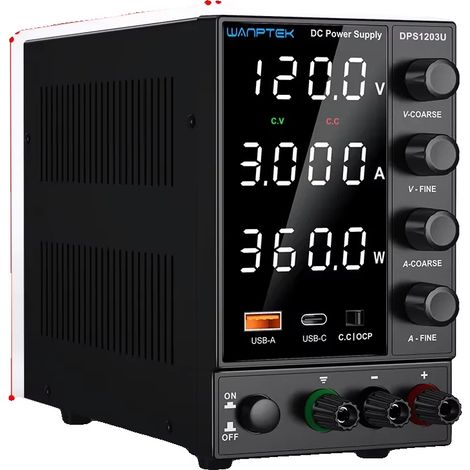 Fuente de alimentación, voltaje ajustable, puerto USB-A/Tipo-C, DPS 120V 3A 360W, enchufe europeo de 220V (1/2)