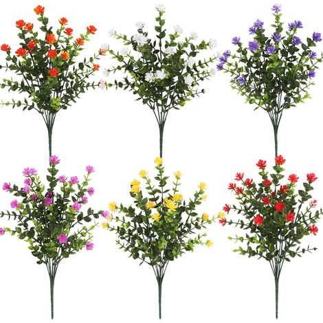 Fleurs artificielles en plein air – Lot de 6 bouquets 33 cm – Sans décoloration – Décoration intérieure et extérieure (1/5)