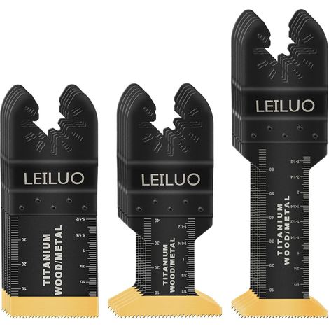 15 - Lame d'outil oscillant - Lame multi-outils - Revêtement titane pour bois et clous - Compatible Dewalt Makita Ryobi - Sac de rangement - Argent - 35x45mm (1/5)