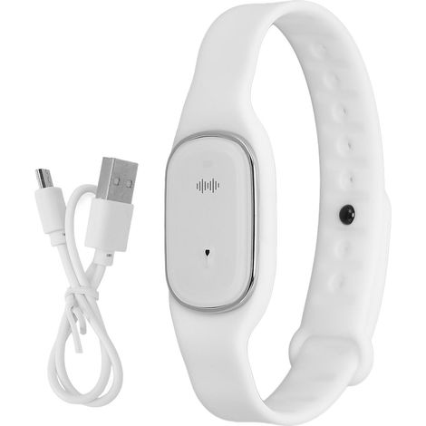Wiederaufladbare, per USB aufladbare Insektenschutzuhr, langlebiges, tragbares elektronisches Ultraschallarmband, weiß