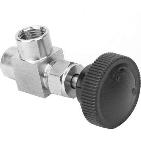 Vanne à aiguille à filetage femelle BSPP, vanne d'arrêt coudée en acier inoxydable 304 pour eau, gaz, fioul et carburant 1/4 (1/3)