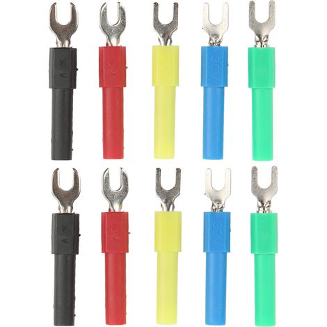 Connettore a U per cavi, spina posteriore da 4 mm, 5 colori, applicazione multimetro, 10 pezzi (1/5)