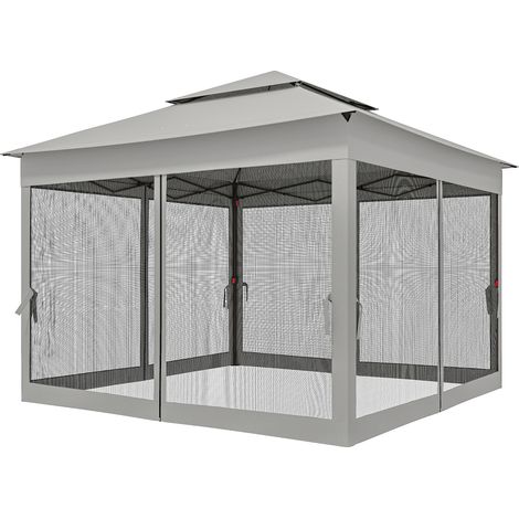 Tonnelle de jardin pliable/tonnelle pour affiches, structure en acier, polyester imperméable et résistant aux UV, moustiquaires incluses + sac de transport (1/5)