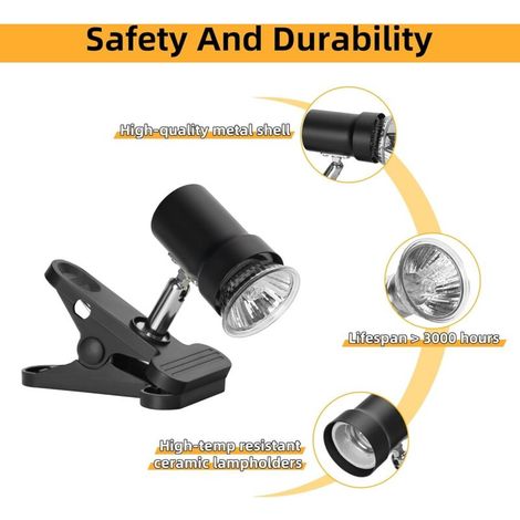 Lampe chauffante pour reptiles, rotative à 360°, équipée de deux lampes chauffantes de 50 W, adaptée aux amphibiens - 1 unité (1/3)